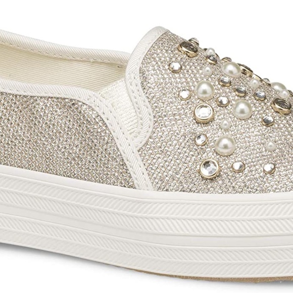 Kate Spade Platform slip on Glitter Keds - Picture 2 of 7